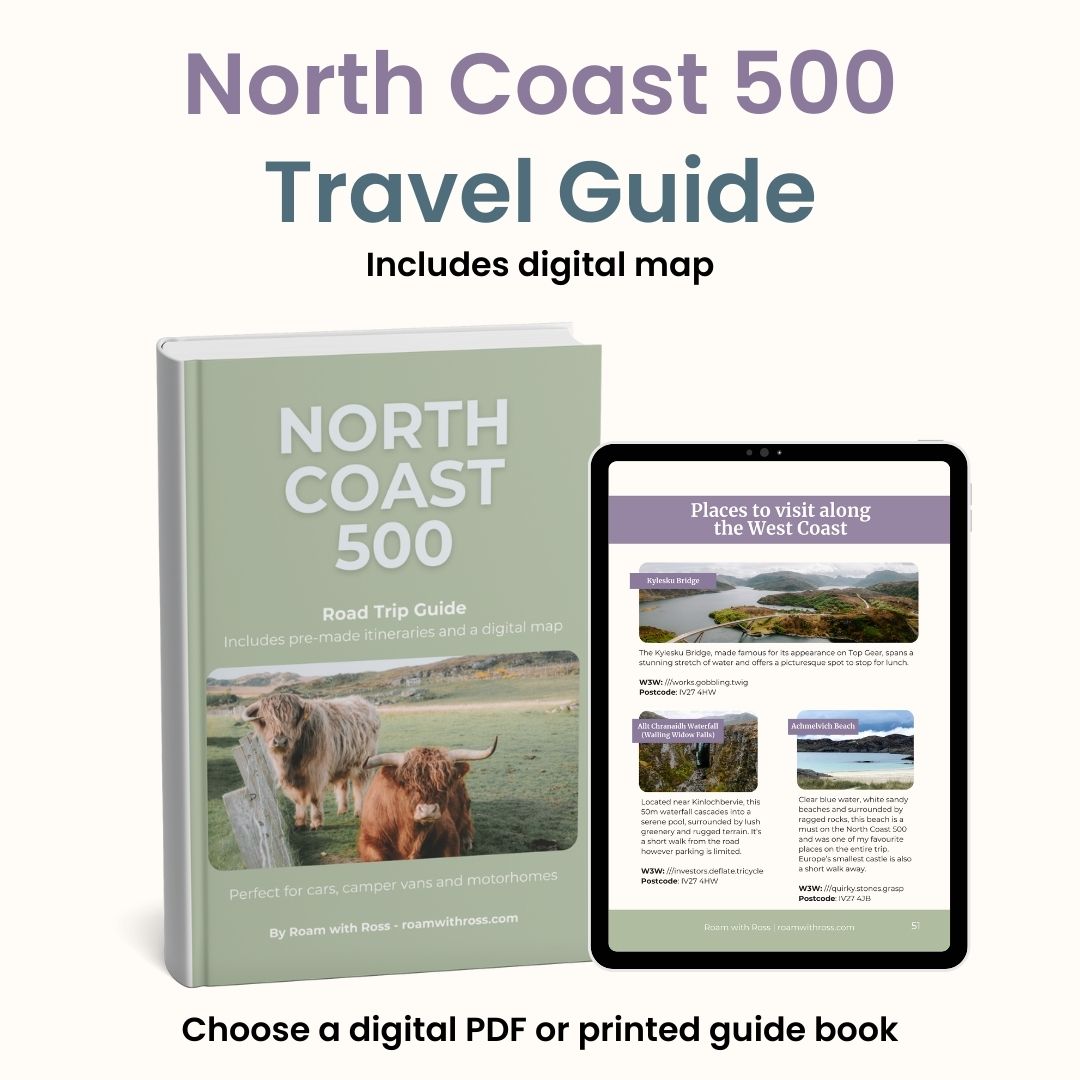 North Coast 500 travel guide with digital map option on a white background